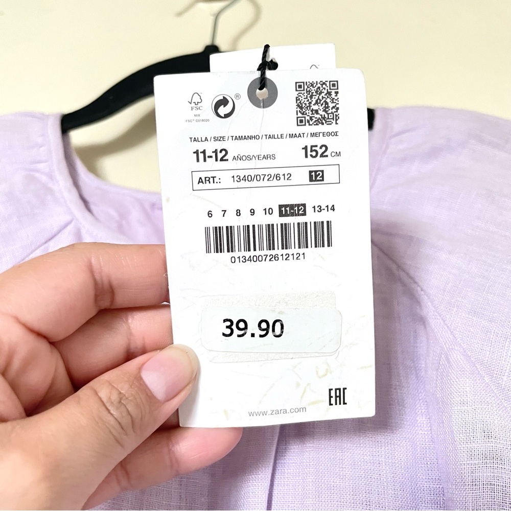 ZARA Girls Lilac Pastel Linen Dress - Picture 7 of 9